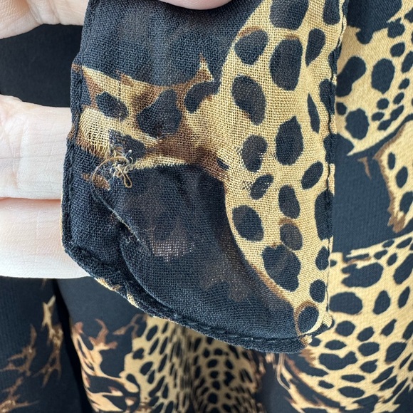 Her Destiny Leopard Print Flowy Wide Leg Pants Size L Elastic Waist Pockets - Picture 6 of 8